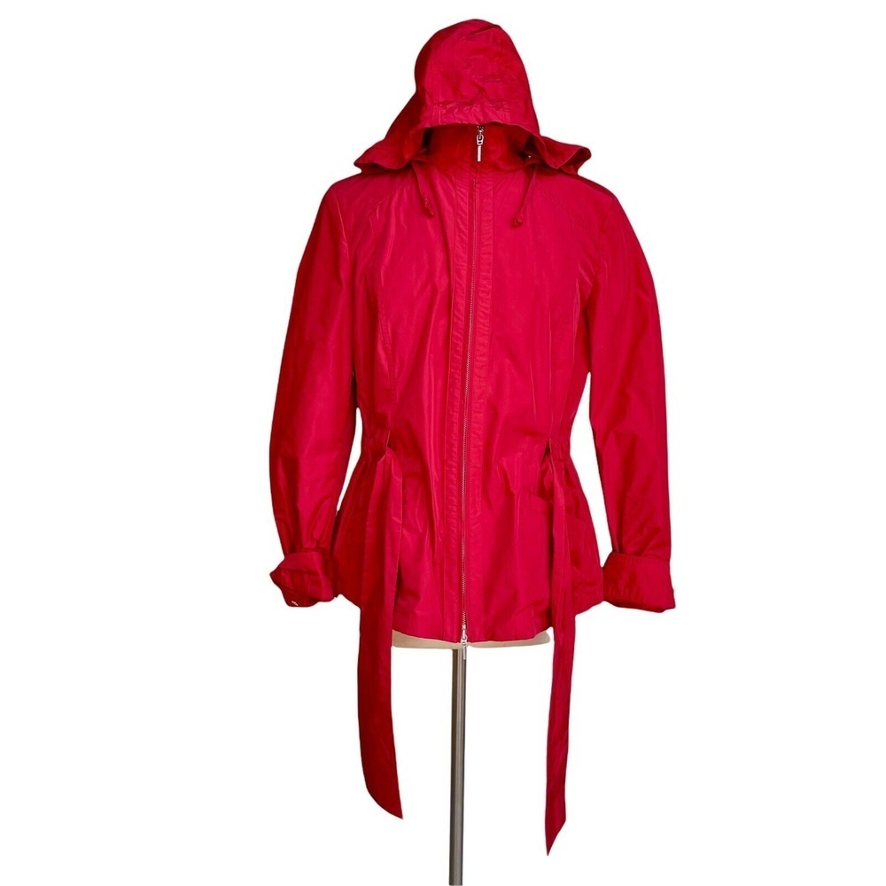 MAX MARA WEEKEND Lightweight Hooded Jacket Women’s 14 Red Belted Windbreaker